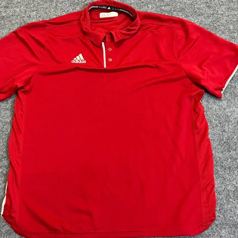 Adidas Polo Mens Size XL Red Climacool Athletic Short Sleeve Golf Shirt